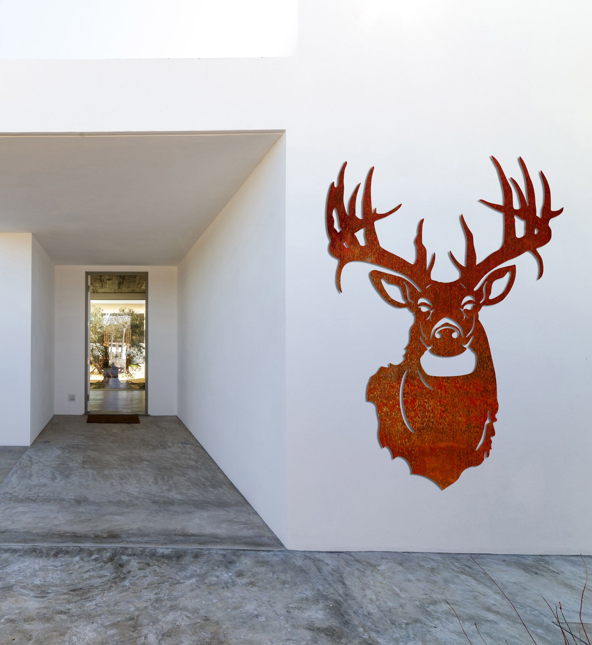 Outside Wall Art Stag Head NZ Made Ladybugs