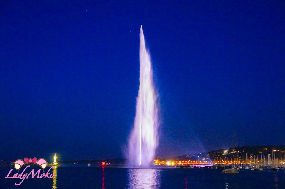 瑞士日內瓦景點》收藏藍天/晚霞/夜晚三大絕美大噴泉&萊芒湖景緻