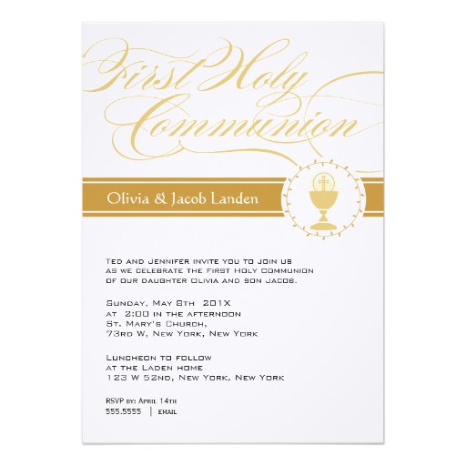 Fancy Script First Communion Invitations Twins Invitation Card