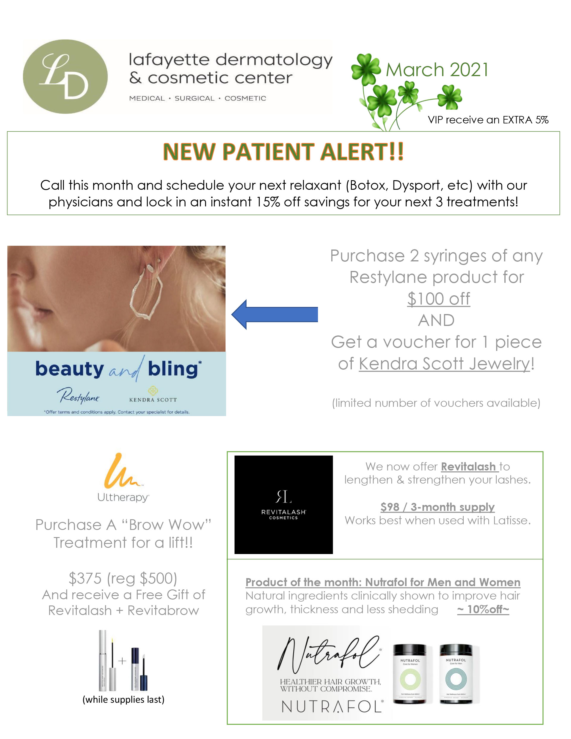 March Specials Lafayette Dermatology and Cosmetic Center
