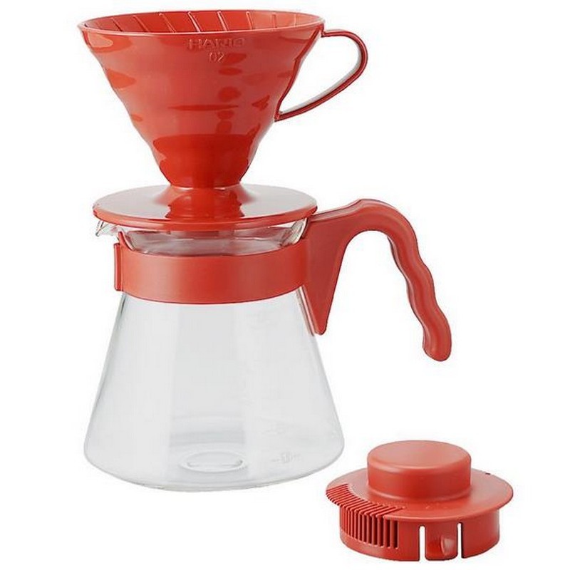 KIT DRIPPER CAFETERA HARIO V60 N 2 ROJO 3 TAZAS 450 ML La Feria de la