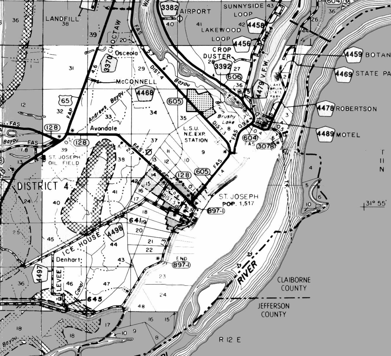 Map of Tensas Parish, LA
