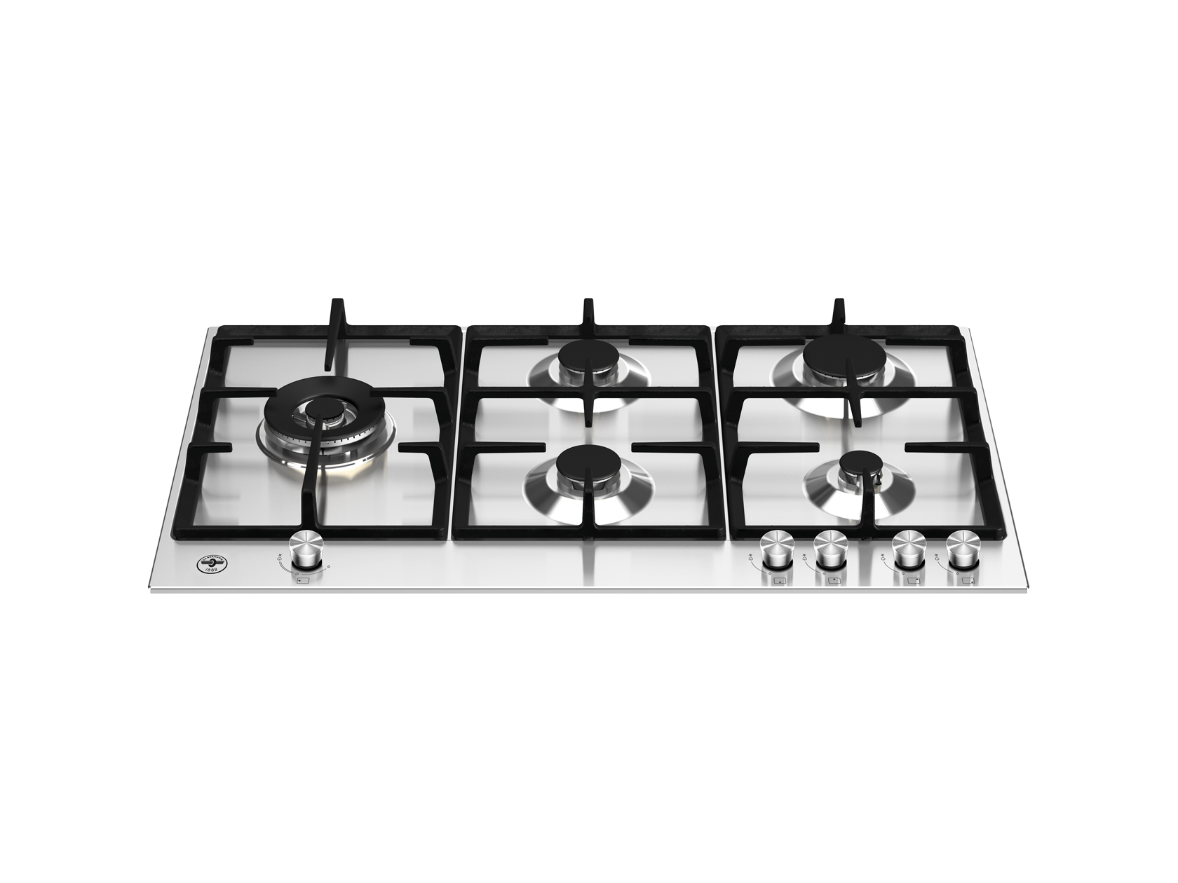 90cm gas hob five burners, lateral dual wok La Germania