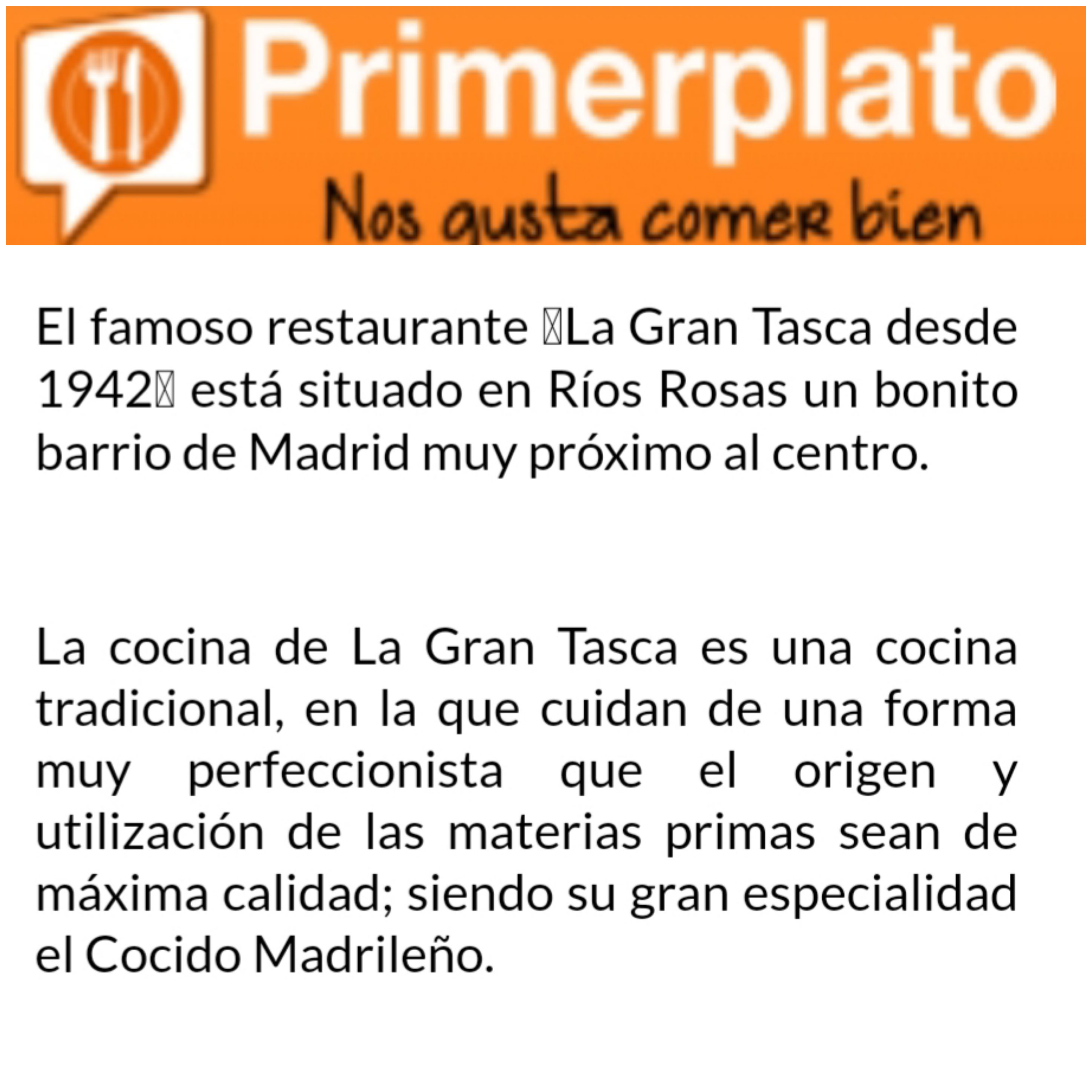 Primer Plato La Gran Tasca