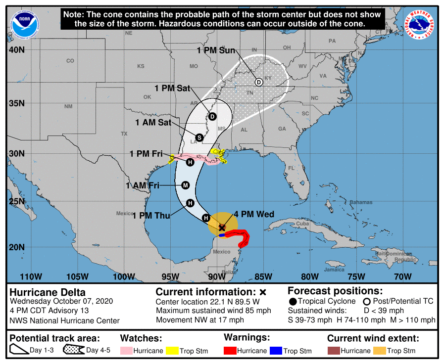 Hurricane Delta moves toward Louisiana