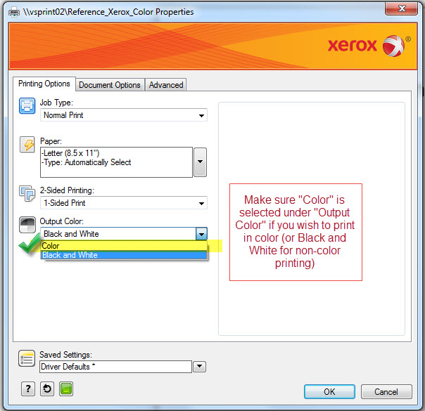 How do I print a document in color at Purchase College Library? FAQ