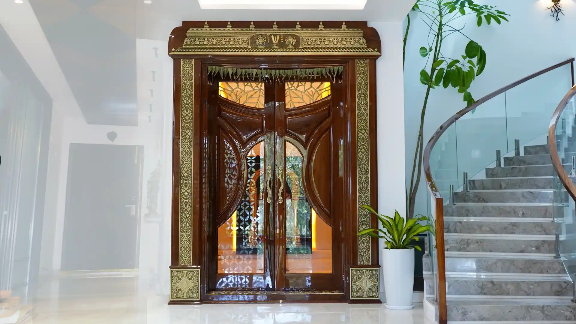 Pooja Room Door Designs Brass Embellishments for Elegance