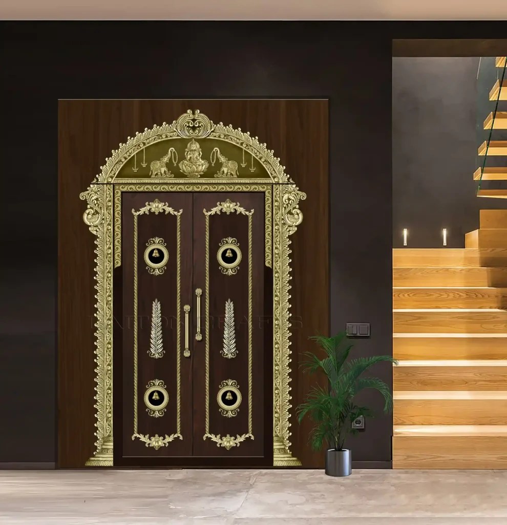 Pooja Room Door Designs Brass Embellishments for Elegance