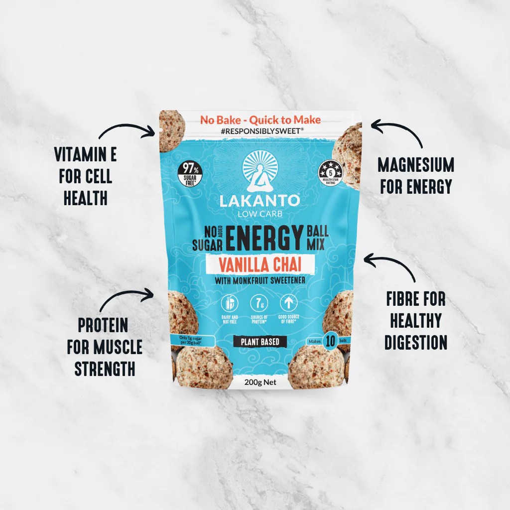 Low Carb, No Added Sugar Energy Ball Mix Vanilla Chai Lakanto Australia