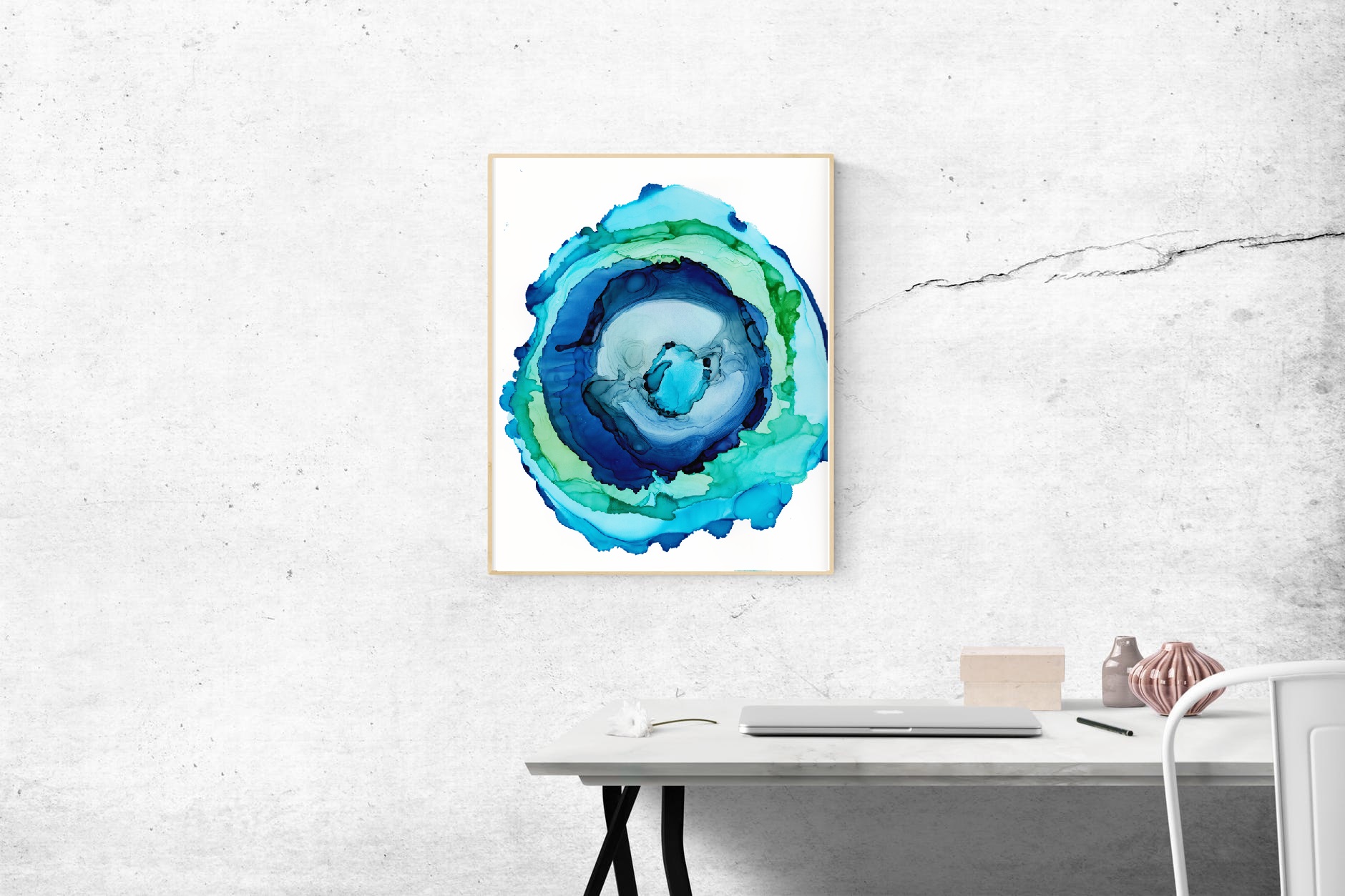 Abstract Turquoise Art Lake and River Studio