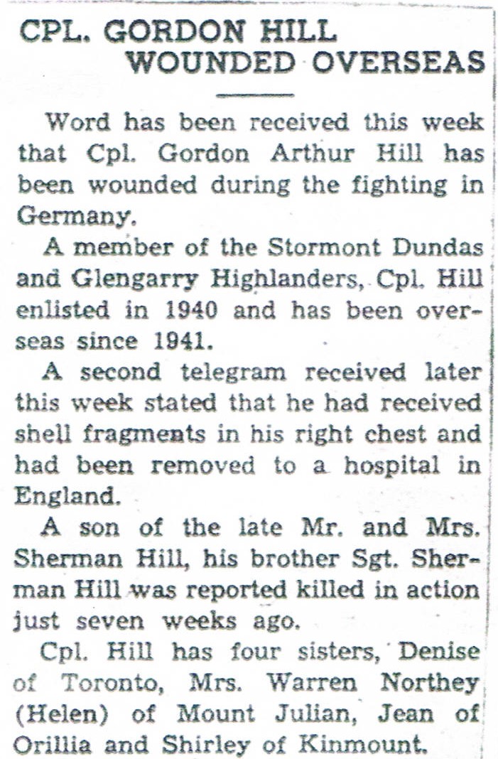 Hill, Gordon Arthur “Jiggs” WW2 Lakefield War Veterans