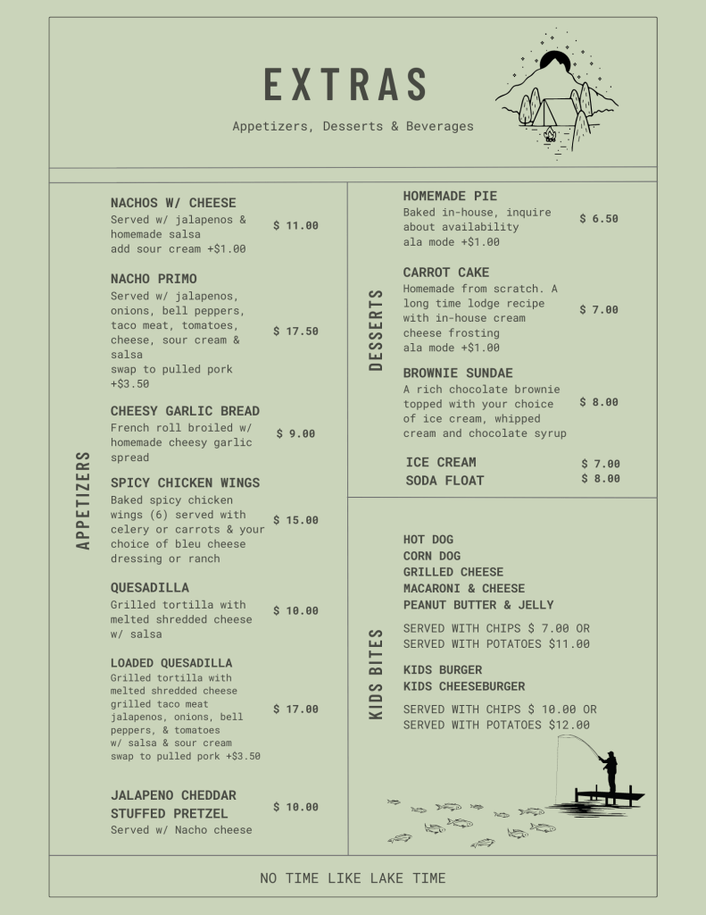 Menu Lake Louise Lodge