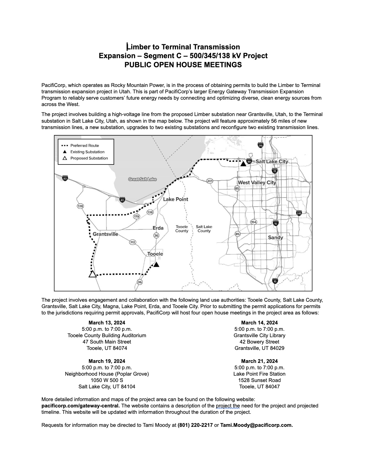 Rocky Mountain Power Terminal Transmission Expansion Project Public