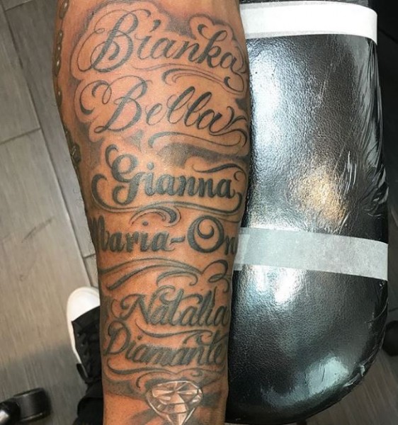 On his forearm, Kobe Bryant had a tattoo with the names of his first