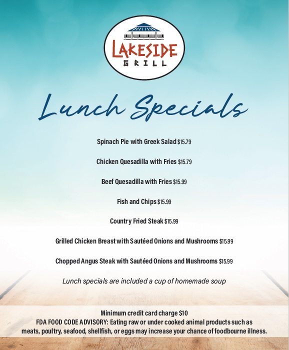 Menu Lakeside Grill