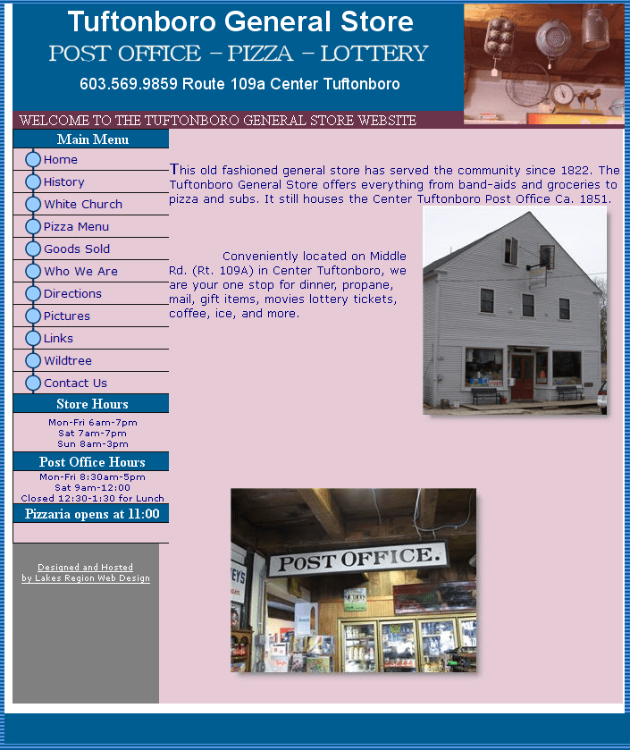 Tuftonboro General Store NH site Design site Hosting Company Development maintenance