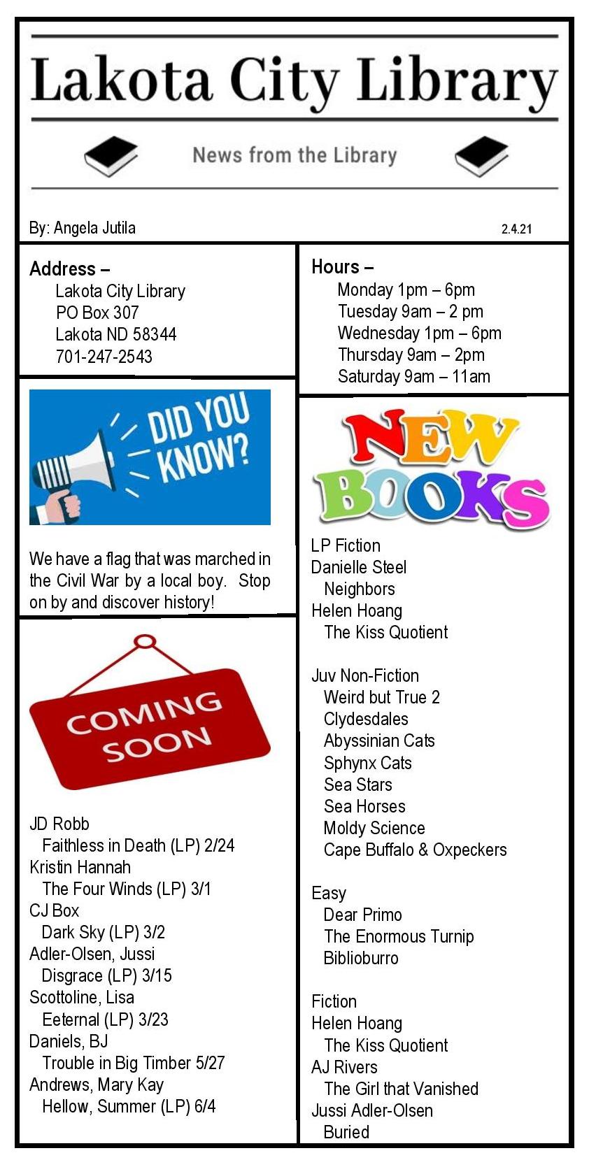 Newspaper Stories Lakota City Library