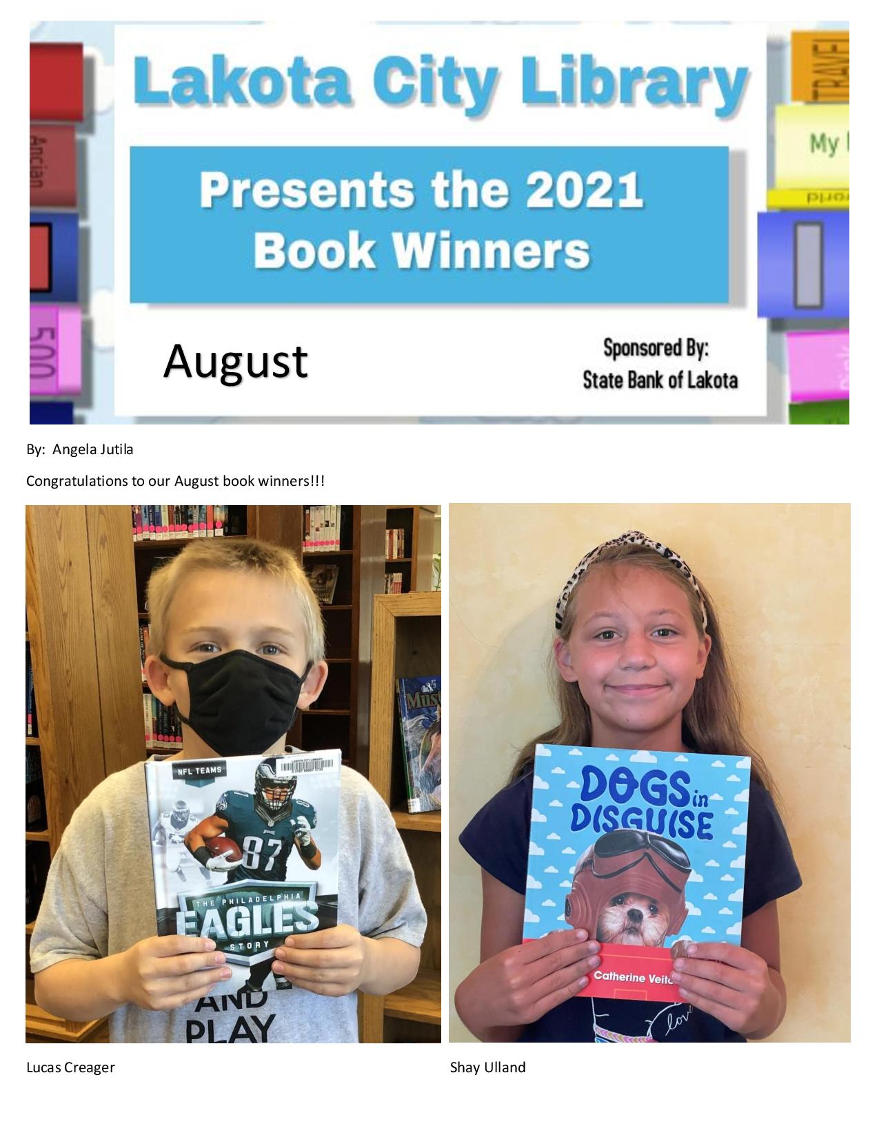 Bookwinners August 2021 Lakota City Library