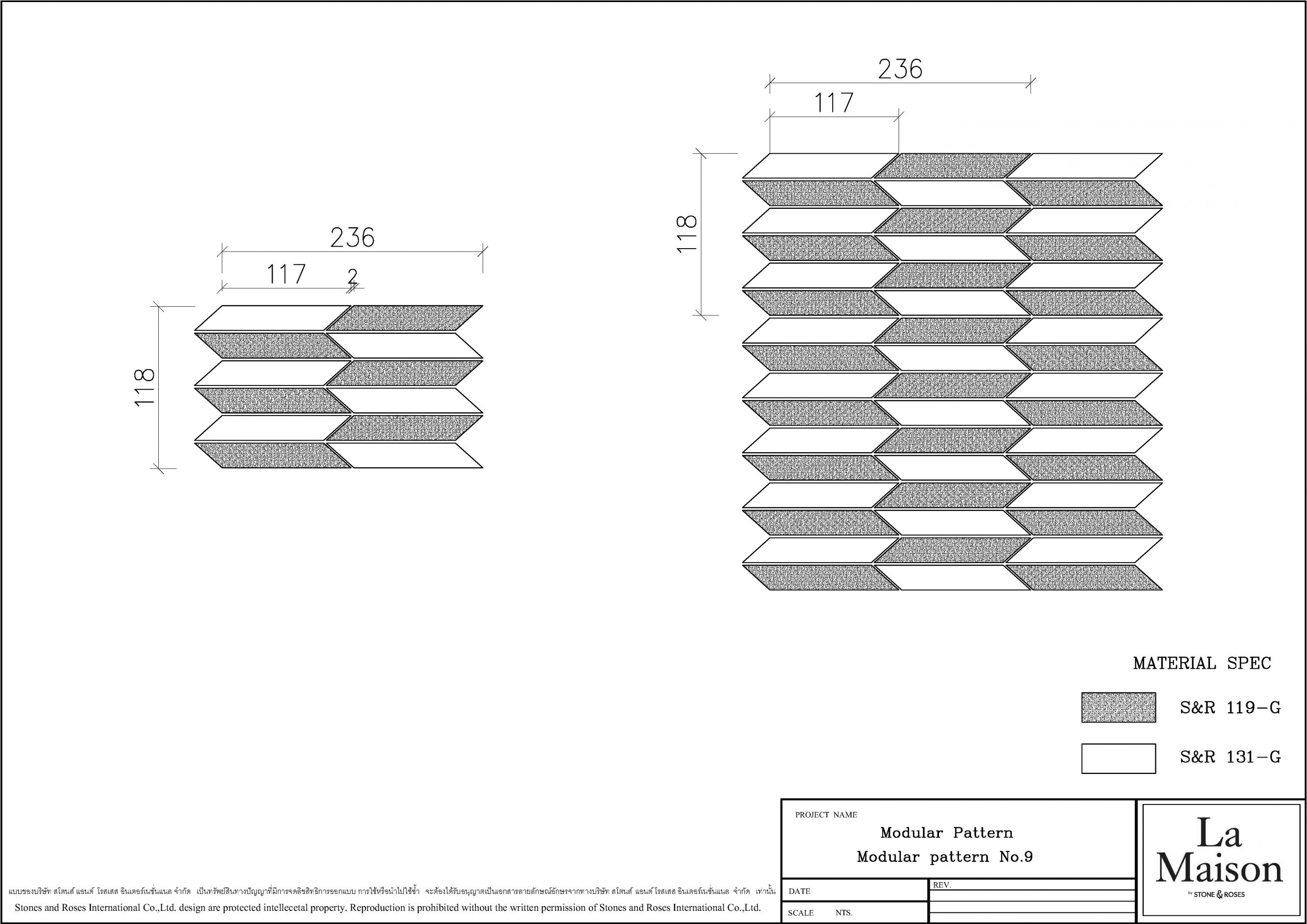 Modular pattern No9 Moca Crème and Ivory Ground La Maison By Stone