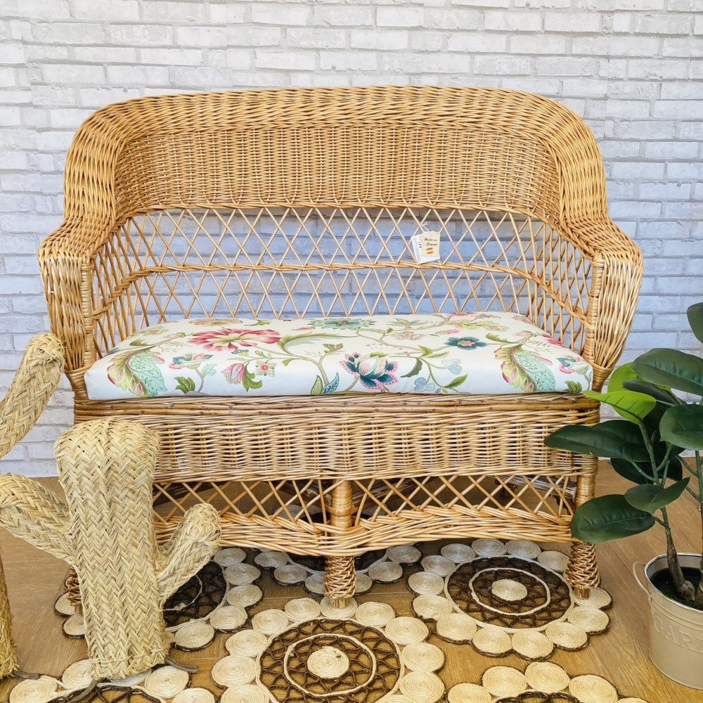 Sofá de 2 plazas de mimbre buff barnizado La Mimbrera