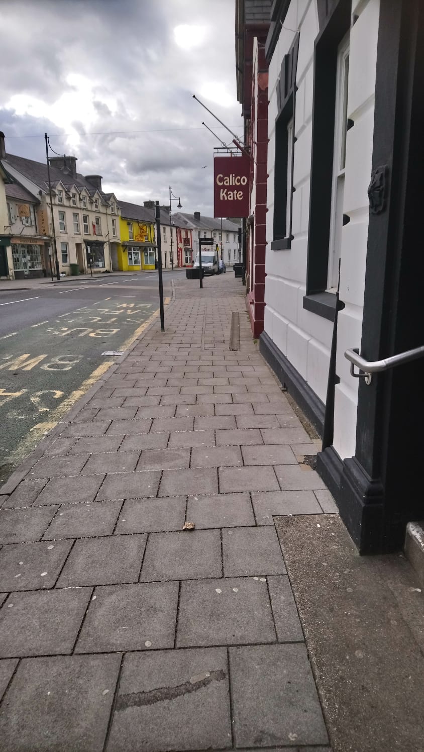Empty Lampeter, looking from outside Calico Kate's shop