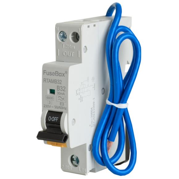  FuseBox RTAMB32 32 Amp A Rated Mini Double Pole RCBO 30mA 6kA 32A