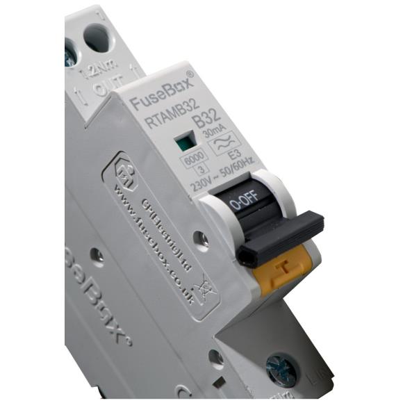  FuseBox RTAMB32 32 Amp A Rated Mini Double Pole RCBO 30mA 6kA 32A