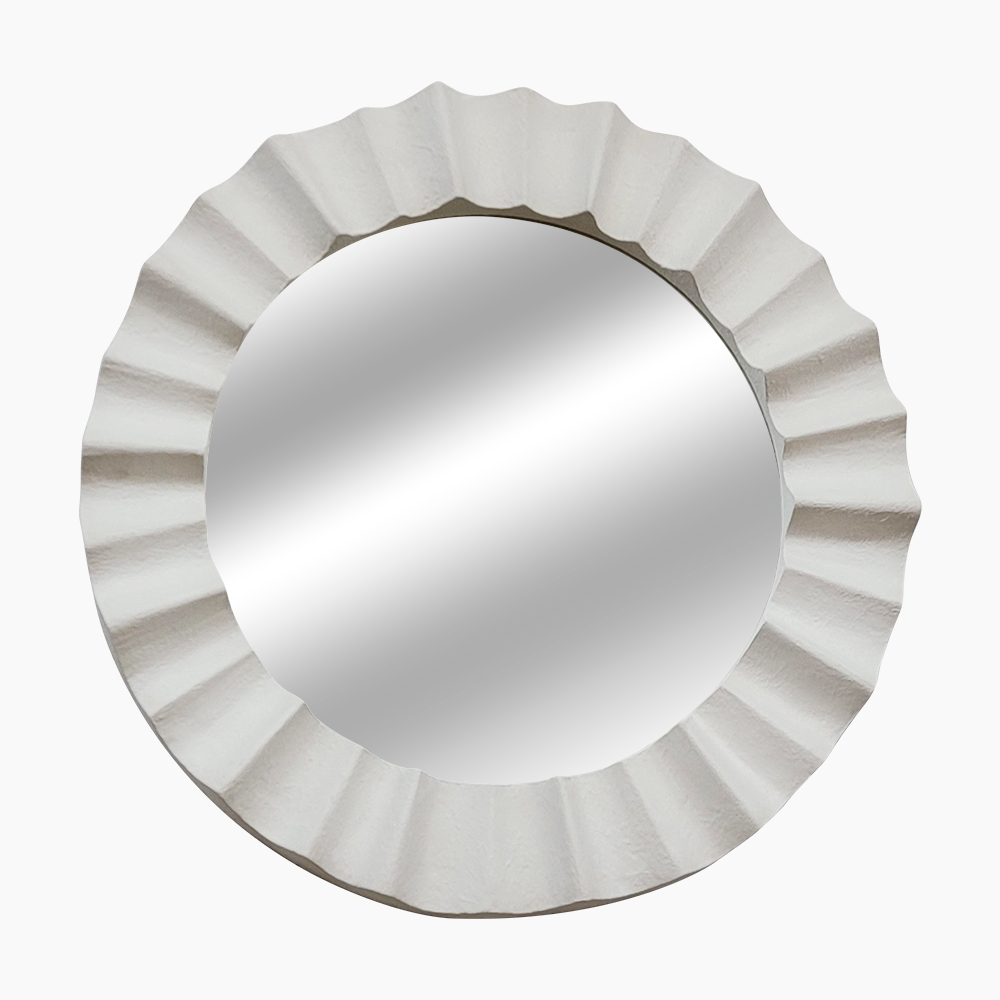 Round Ribbed Plaster Mirror Lamptouch