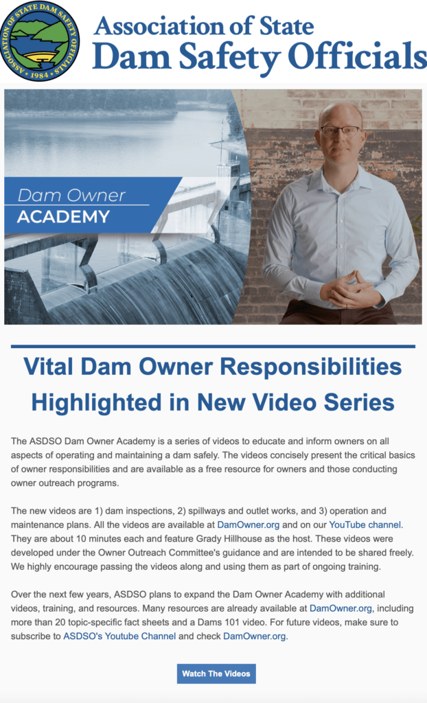 Dam Owner Videos from ASDSO Lake Asbury Municipal Service Benefit