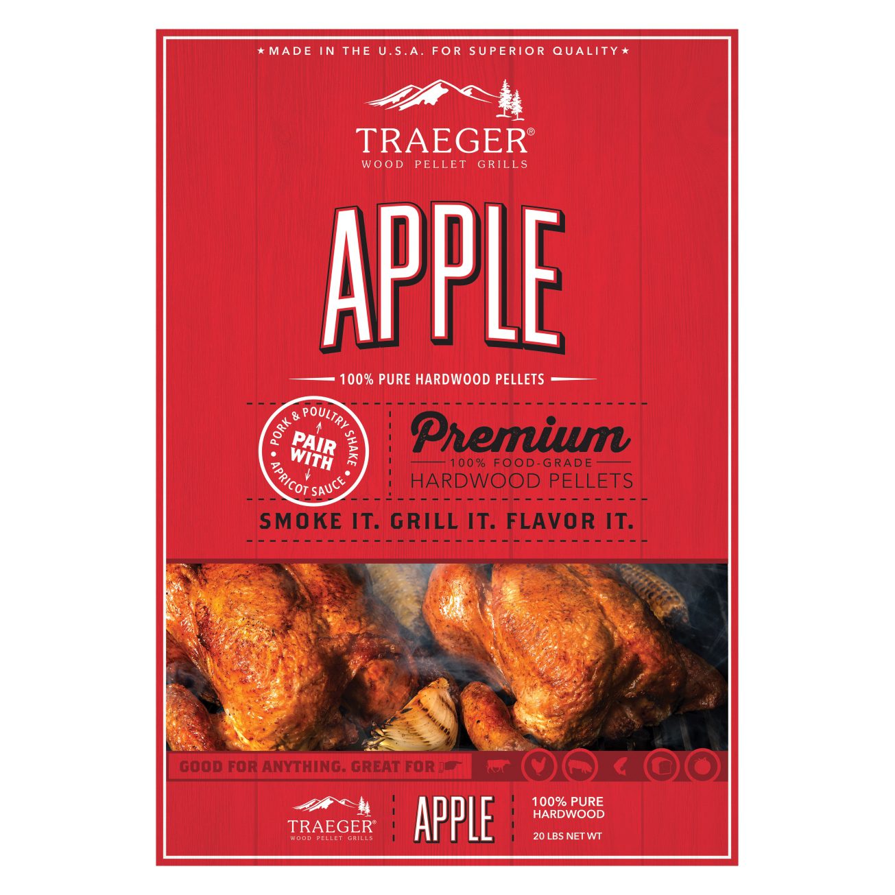 Lancaster BBQ Supply Traeger Apple Hardwood Pellets 20lb. Bag