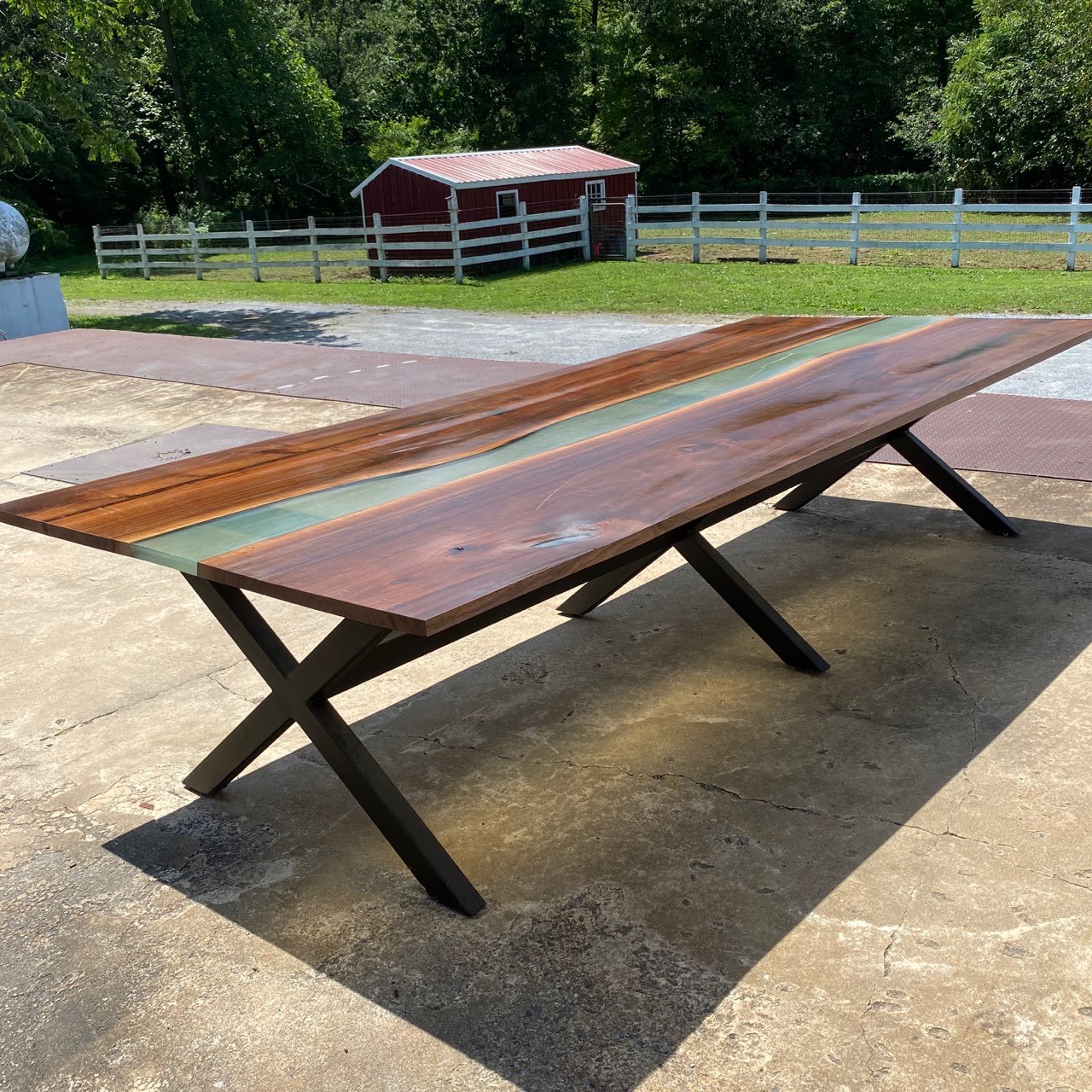 Walnut Epoxy River Table 10' Long Lancaster Live Edge