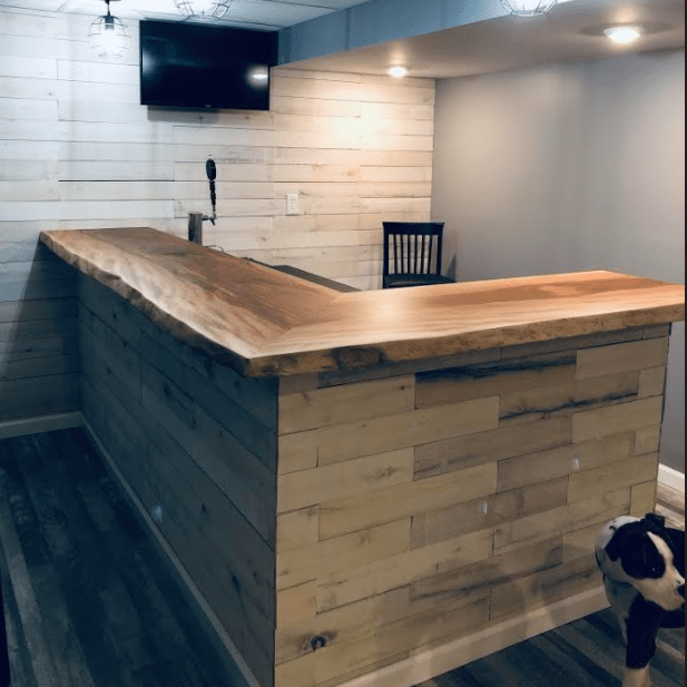 Sycamore L Shape Bar With A Natural Finish Lancaster Live Edge