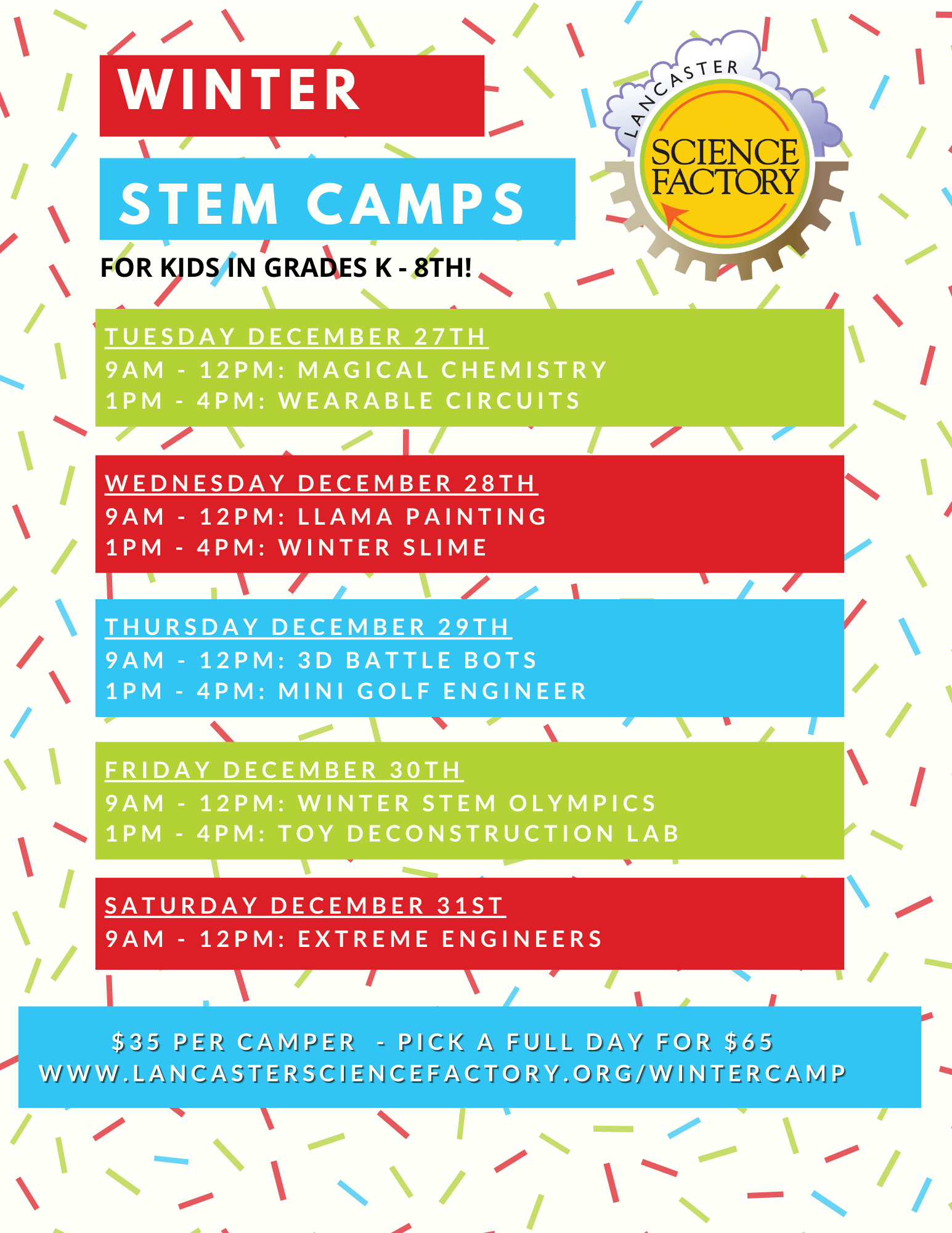 Winter STEM Camps Flyer The Lancaster Science Factory