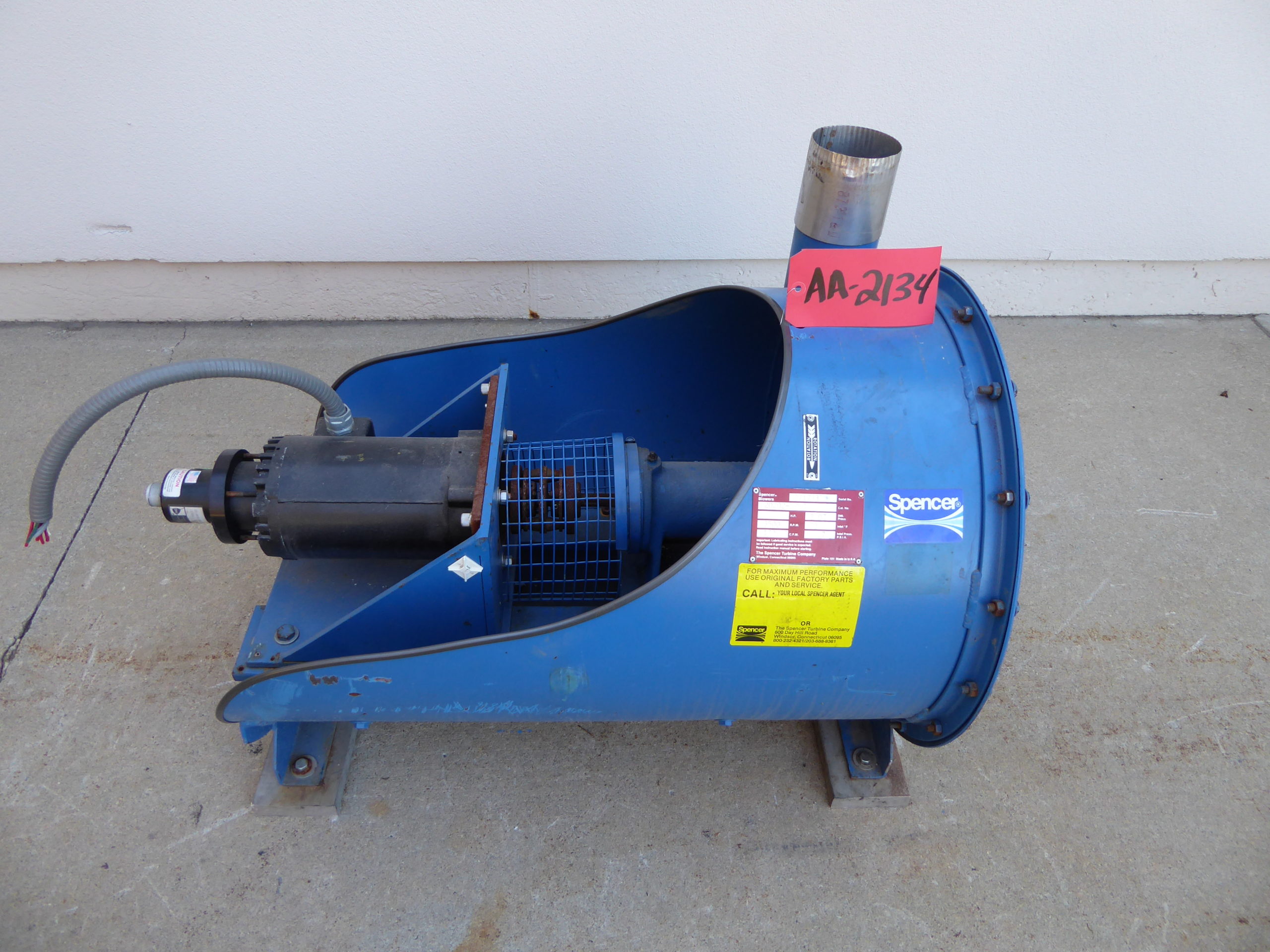 Used Agitation Blower Spencer 2 HP Steel Air Agitation BlowerBlowers