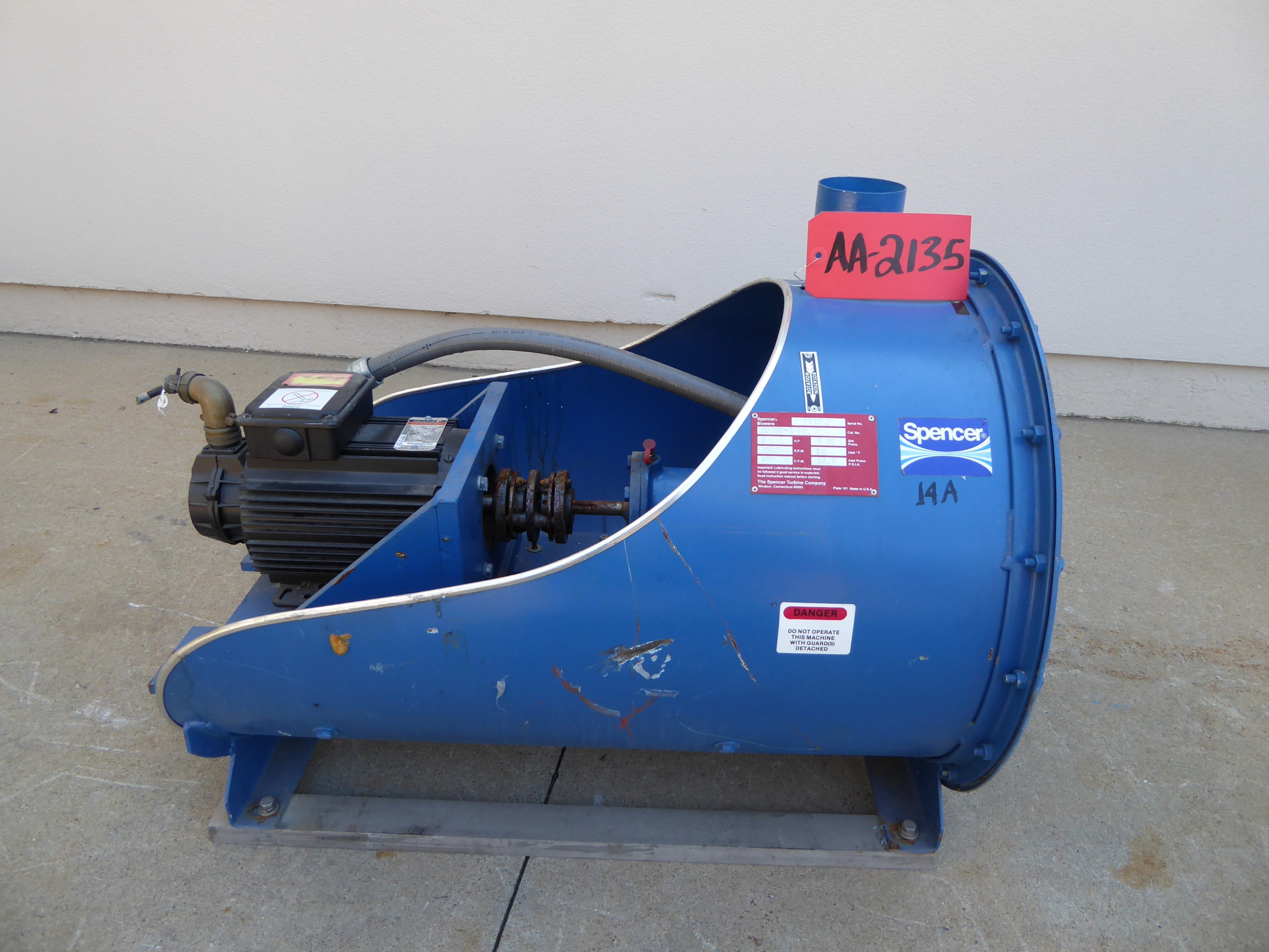 Used Agitation Blower Spencer 2 HP Steel Air Agitation BlowerBlowers