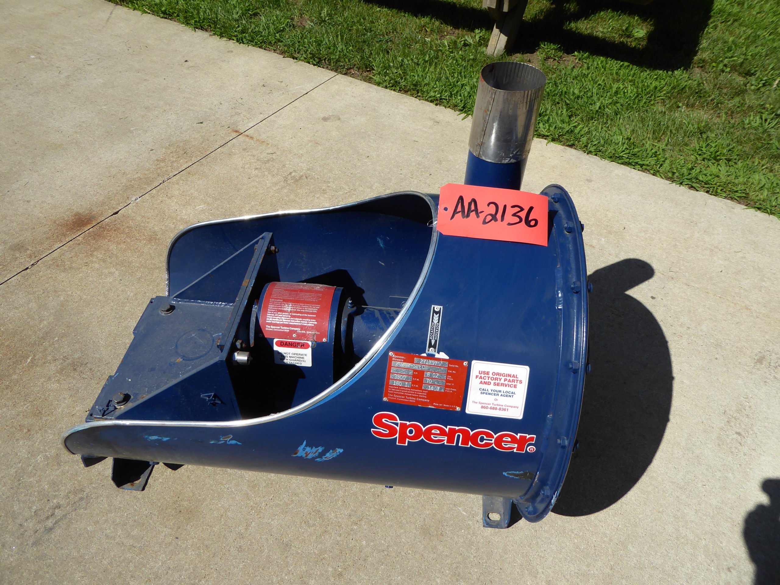 Used Agitation Blower Spencer 2 HP Steel Air Agitation BlowerBlowers