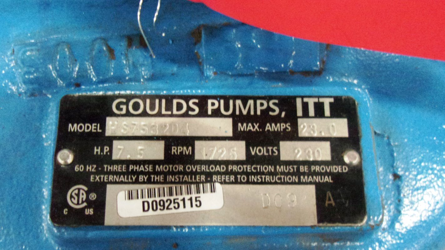 Goulds 7.5 HP 3" Inlet 4" Outlet Centrifugal Pump CP2120 Lanco