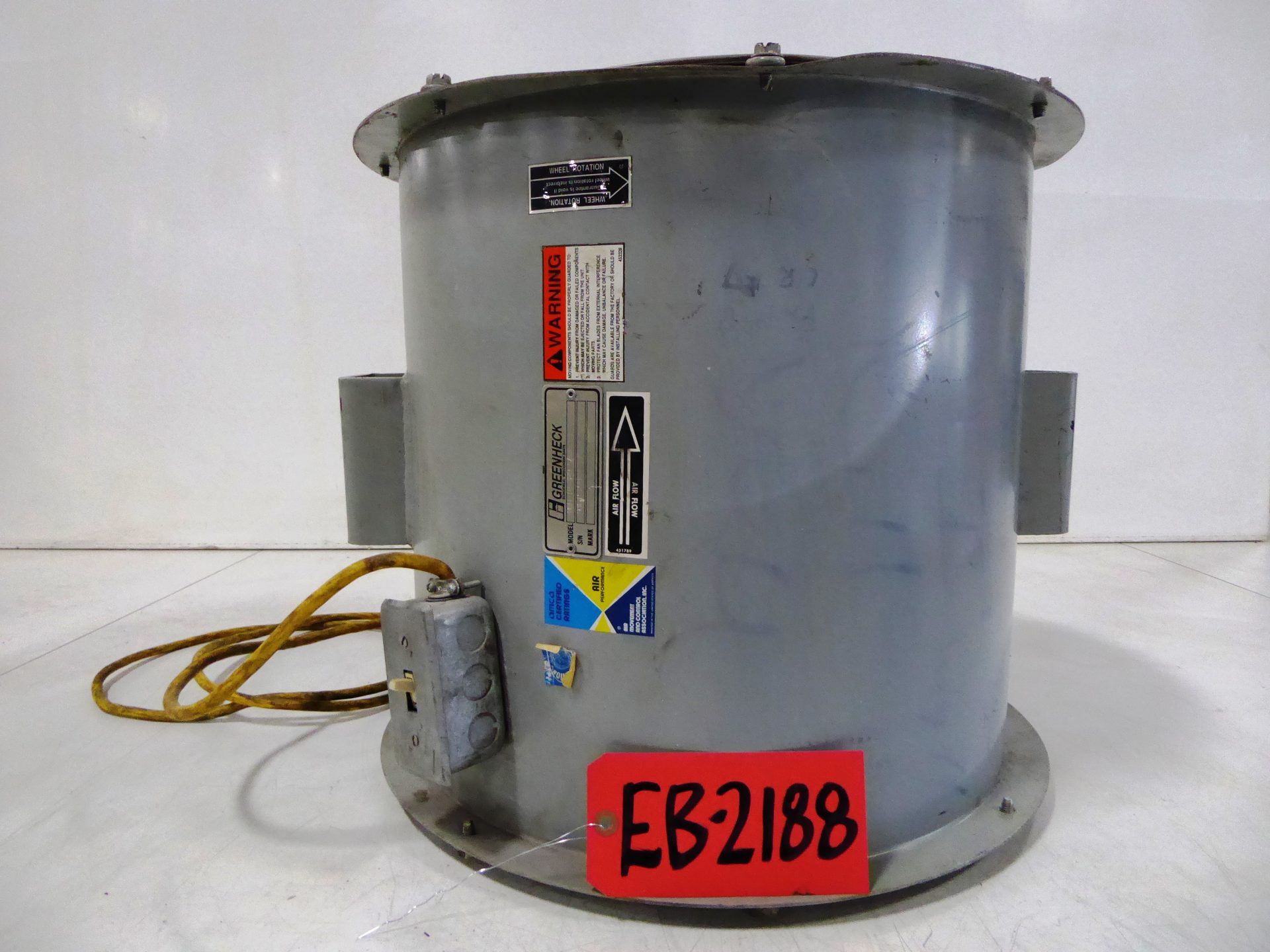 Used Exhaust Blower Greenheck 3890 CFM 1/2 HP Steel Exhaust Blower