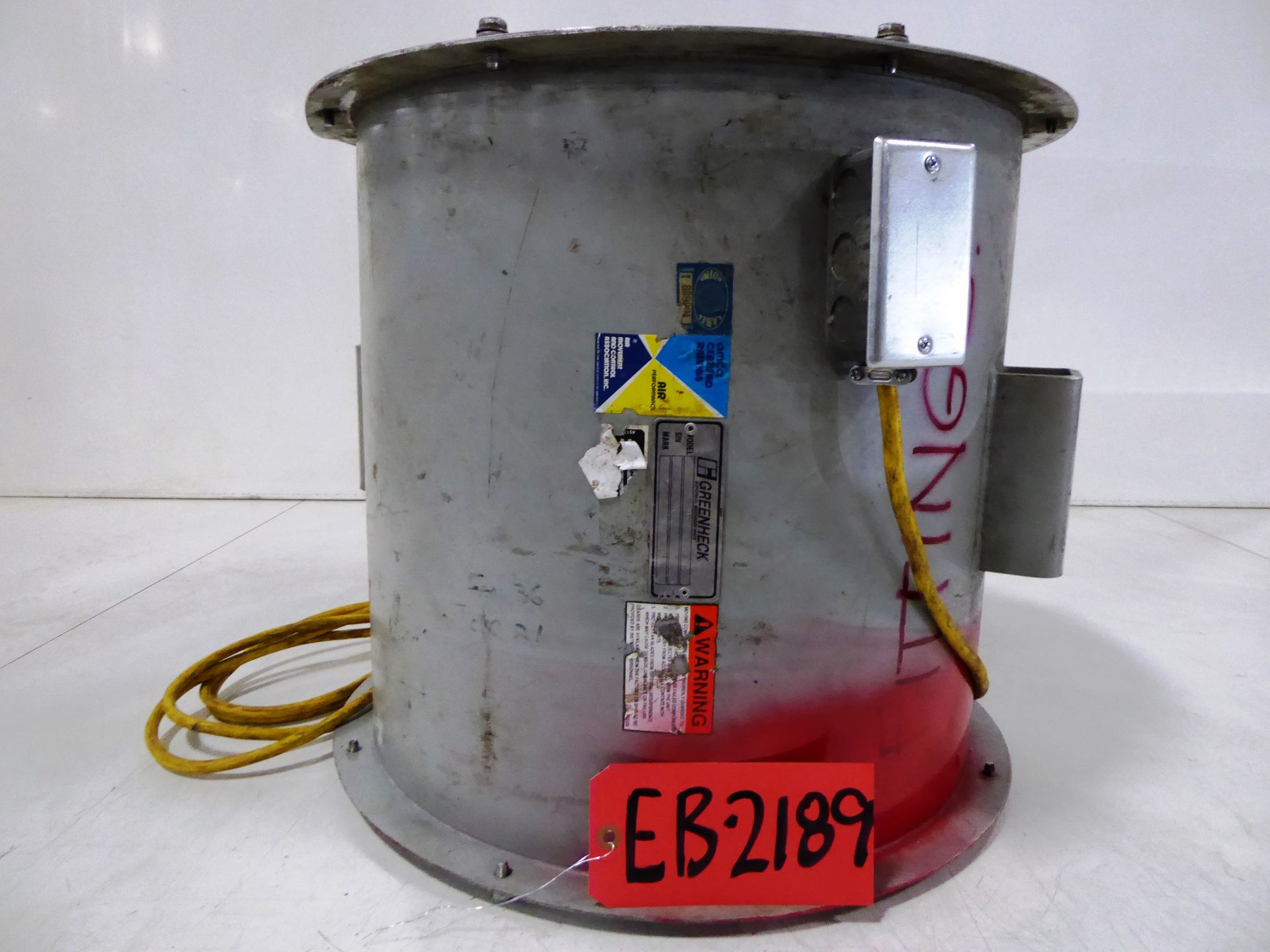 Used Exhaust Blower Greenheck 3890 CFM 1/2 HP Steel Exhaust Blower