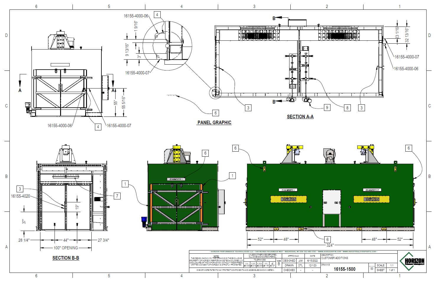 Horizon 650 Degree F Curing Oven O2118CN Lanco Corporation Used