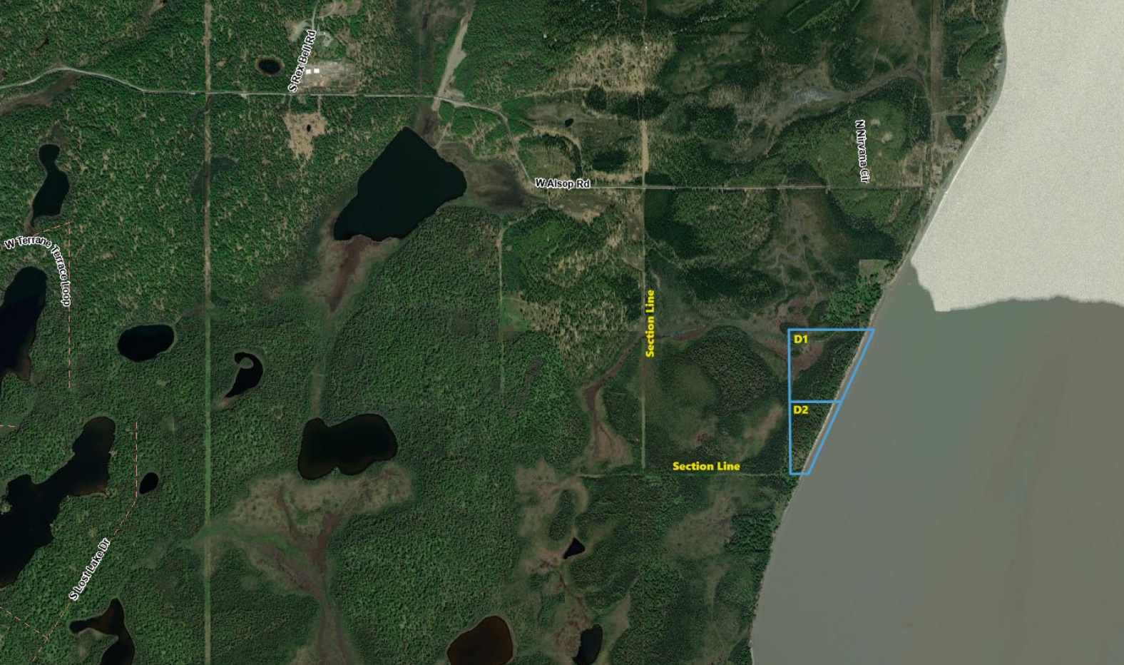 File P148 Large Parcels w/Cook Inlet Frontage off Pt Mackenzie Road Statewide Real Estate