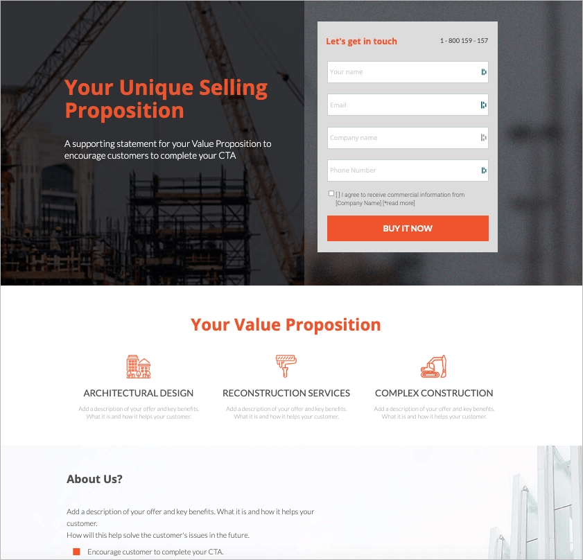 Construction Company Landing Page Best Practices & Examples