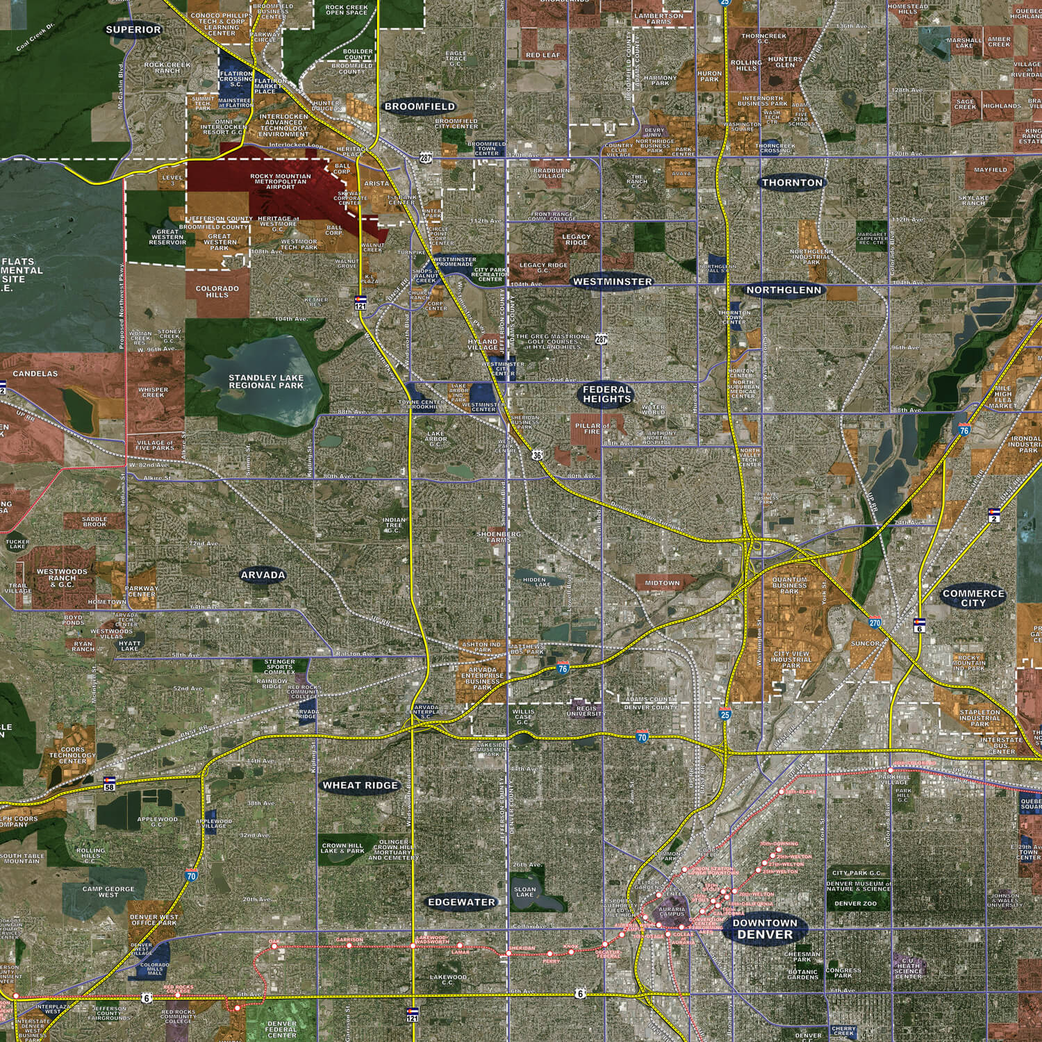 Denver Rolled Aerial Map Landiscor Real Estate Mapping
