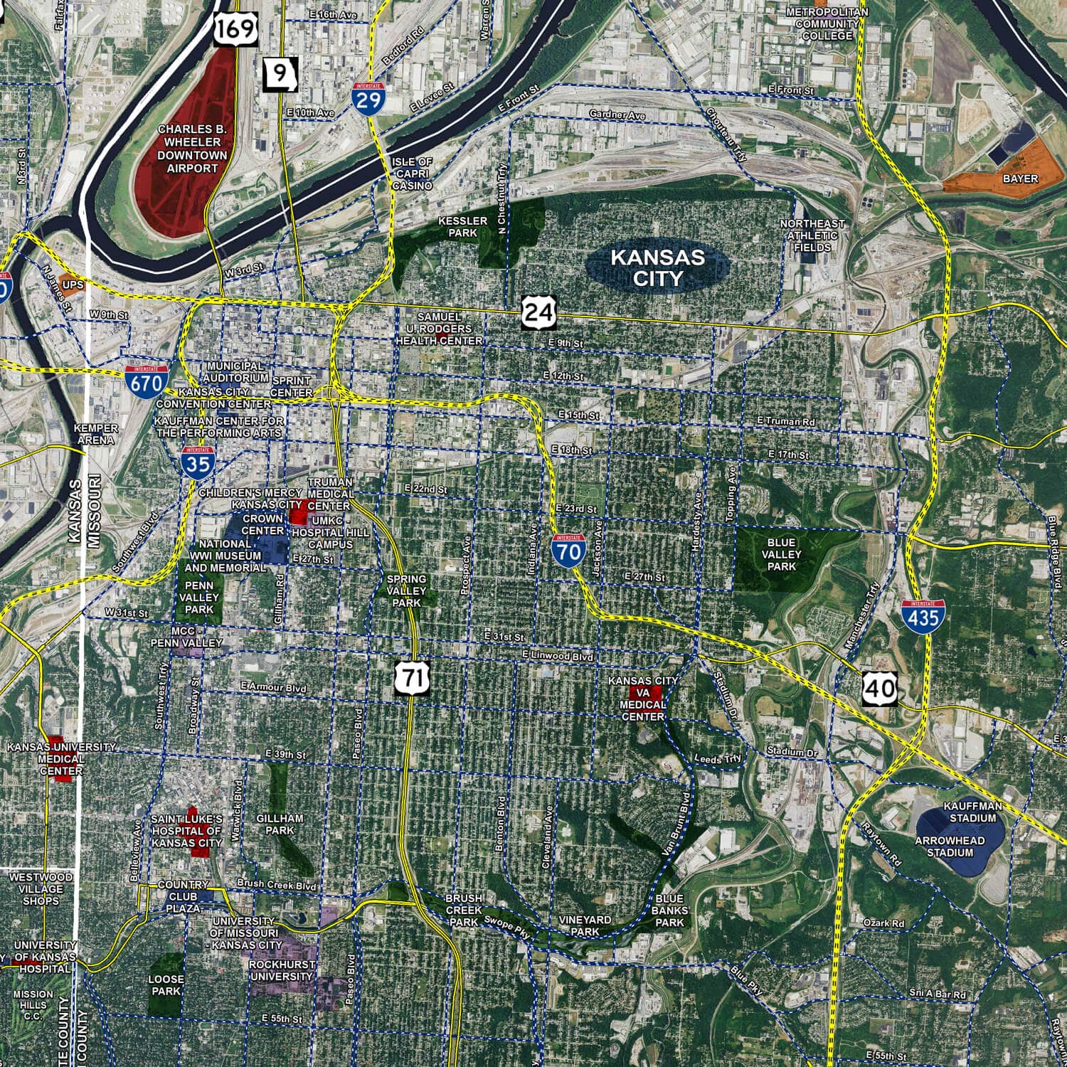Kansas City Aerial Wall Mural Landiscor Real Estate Mapping