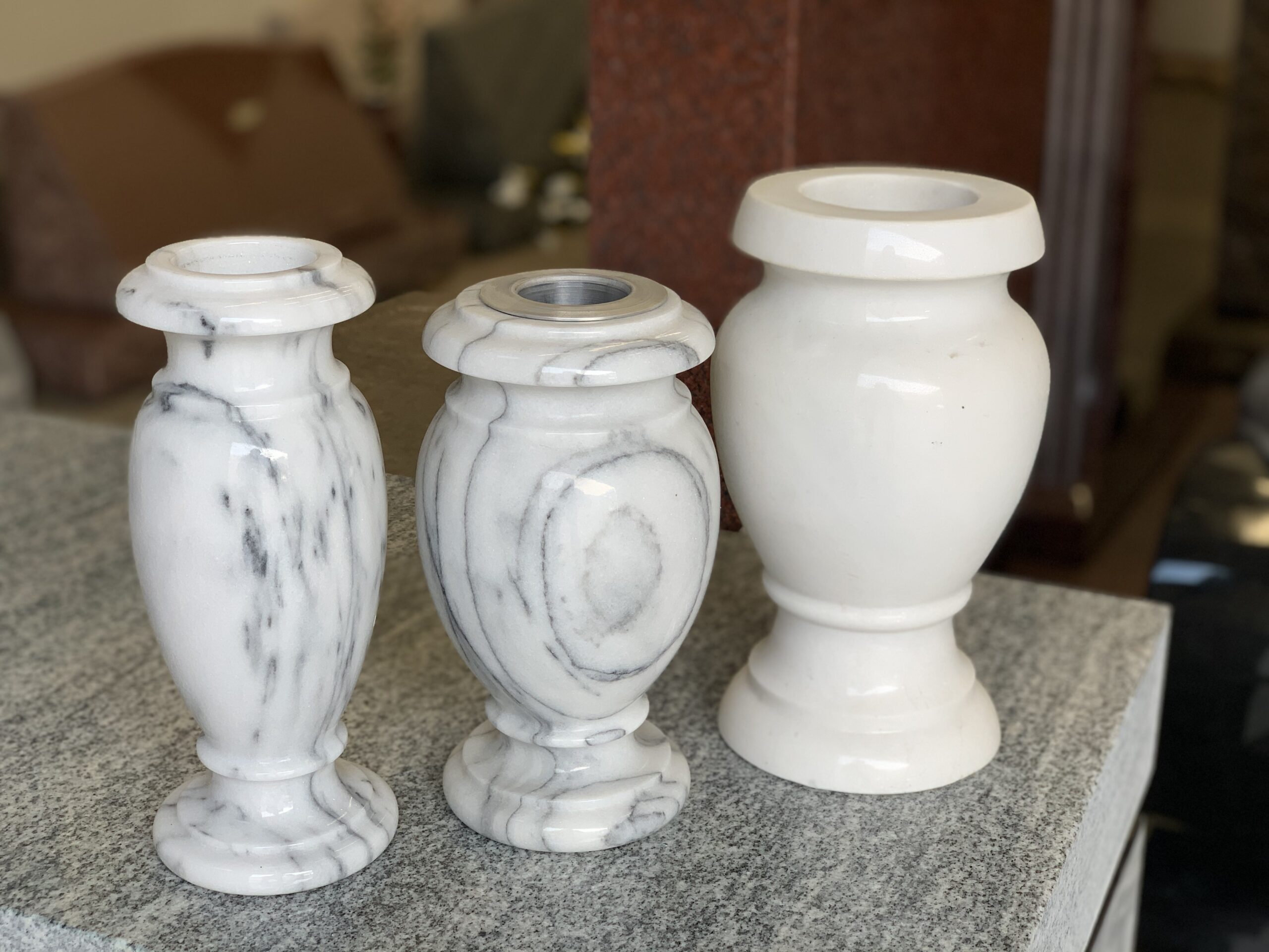 White Marble Turned Vases Landmark Monuments