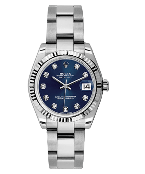 Datejust 31 178274 blue diamond hour markers stainless steel Oyster