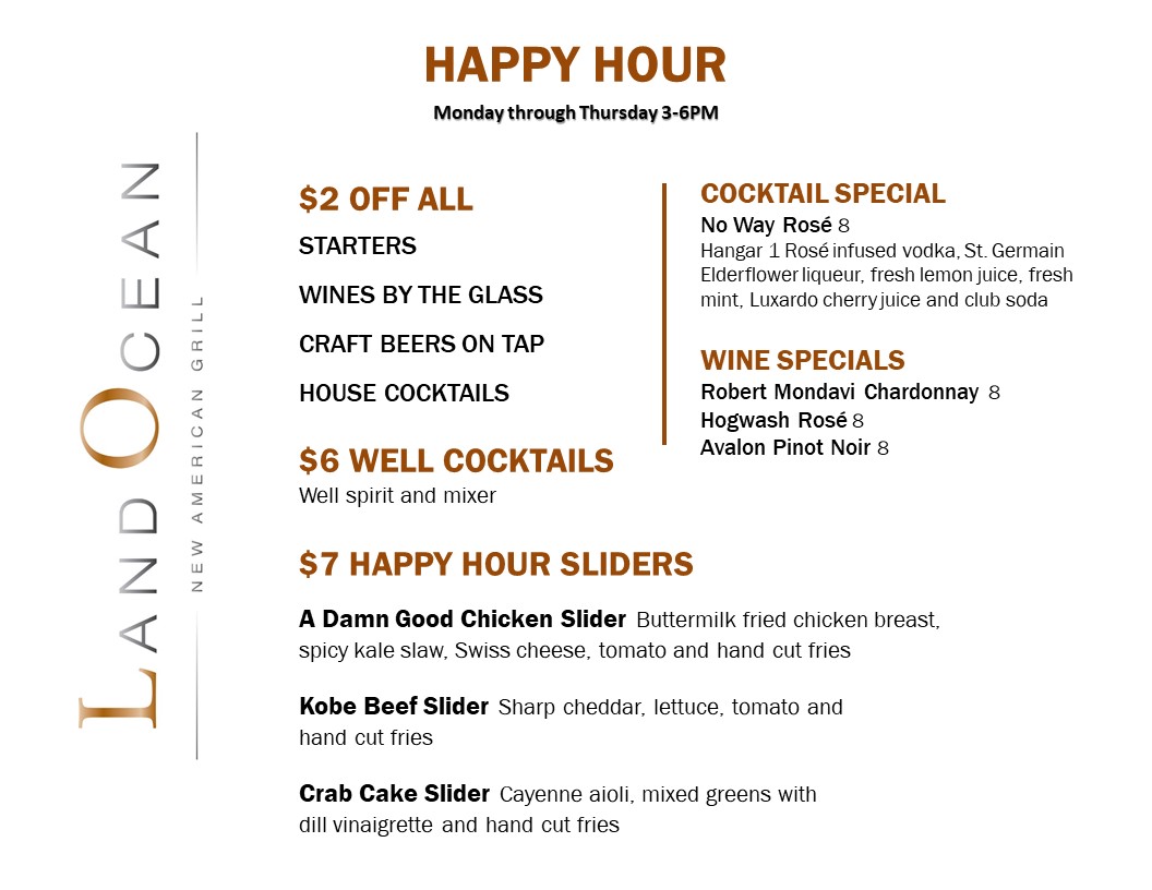 Folsom Happy Hour Menu Land Ocean
