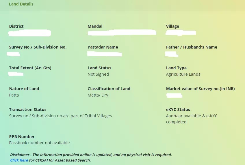 TS Dharani Telangana 2024 Land Records Online