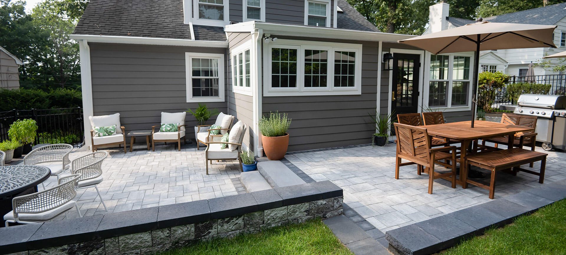 TwoTiered Patio for Dining and Entertaining Landscape Solutions