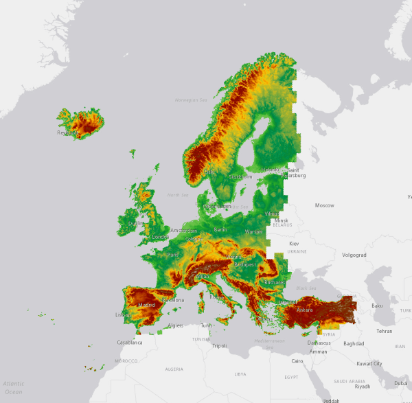Hoogtekaart Europa Nap In Meter Hoogtekaart van Europa landschap lopen